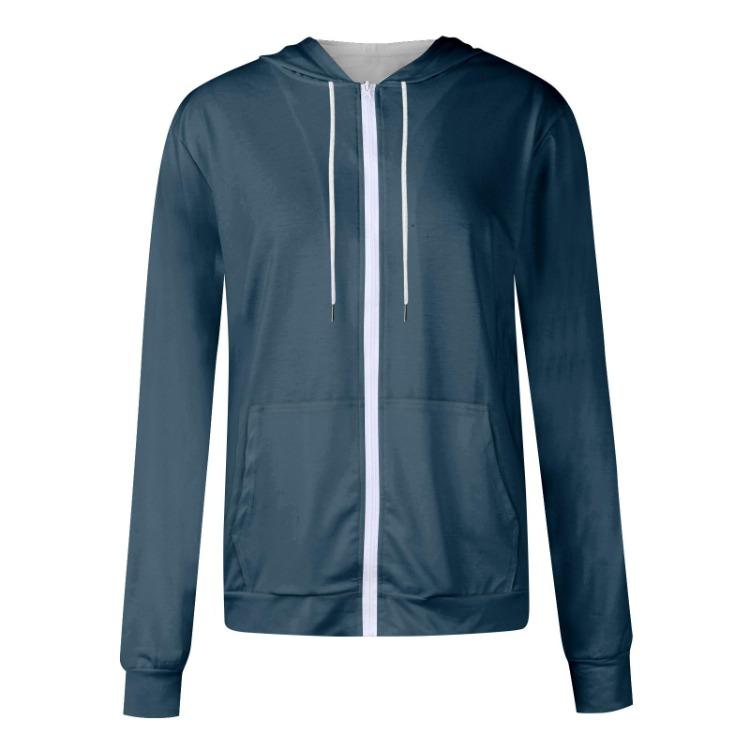 Женская мода однотонные повседневные толстовки с длинным рукавом на молнии пуловер с капюшоном пальто