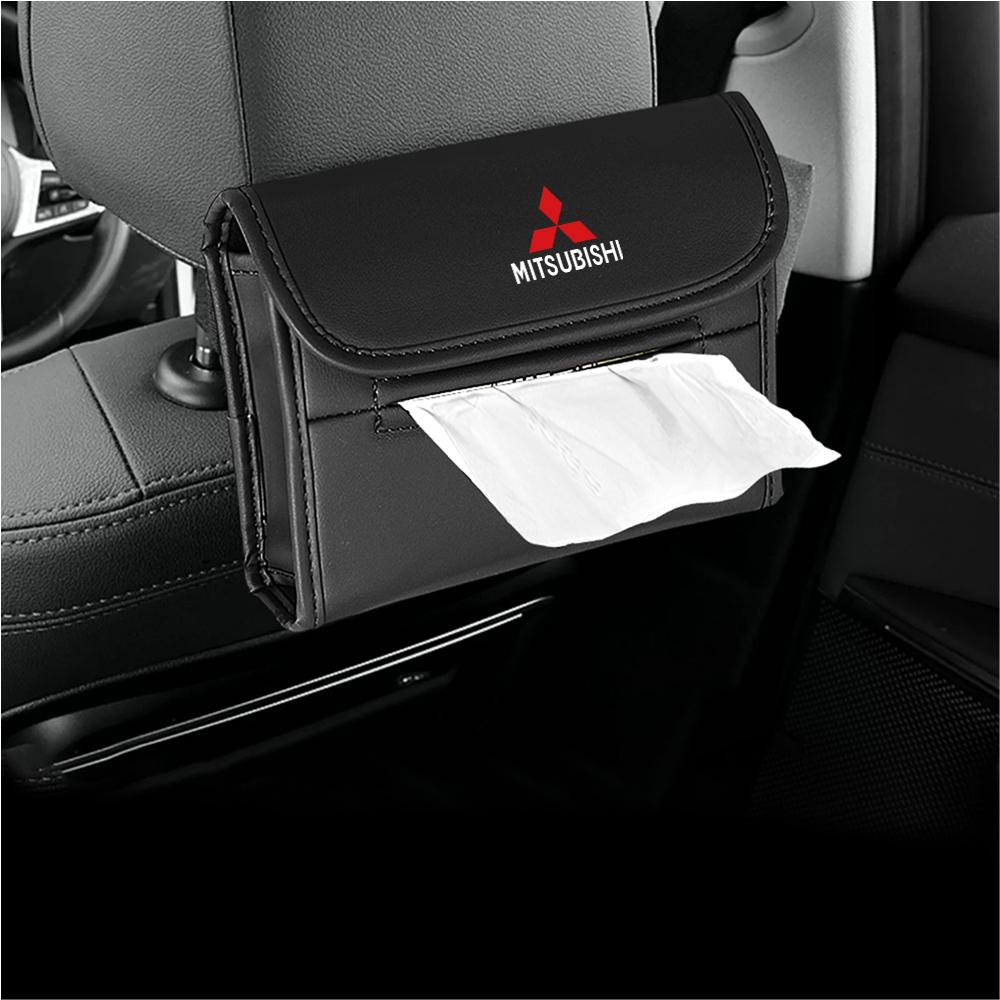 Car Tissue Box Car Seat Back Tissue Hanging Storage Bag For Mitsubishi ASX EVO Lancer EX Montero Mirage Outlander Grandis Pajero