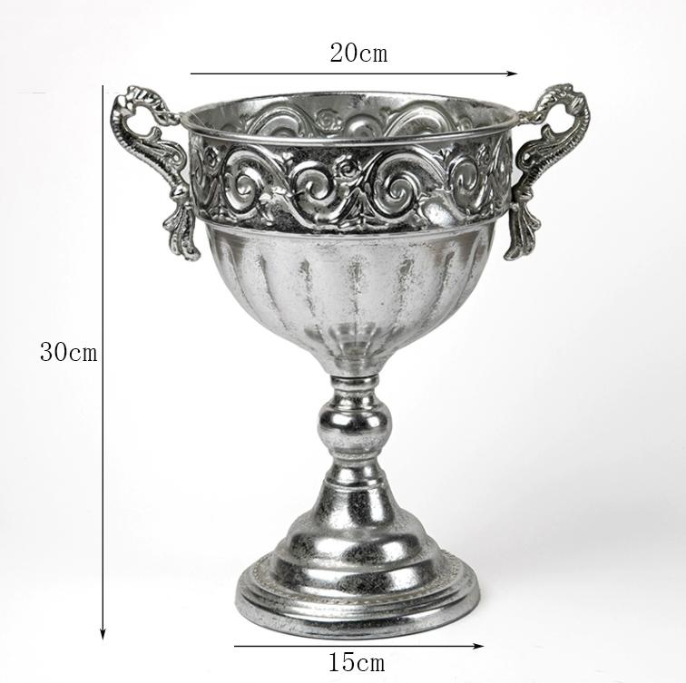 Vintage Classic Silver Iron Flower Vase Decoration Home Room Table Flowerpot Ornaments Office Store Flower Arrangement Crafts