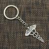 Fashion 30mm Key Ring Metal Key Chain Keychain Jewelry Antique Bronze   Caduceus Medicine Symbol 49x30mm Pendant