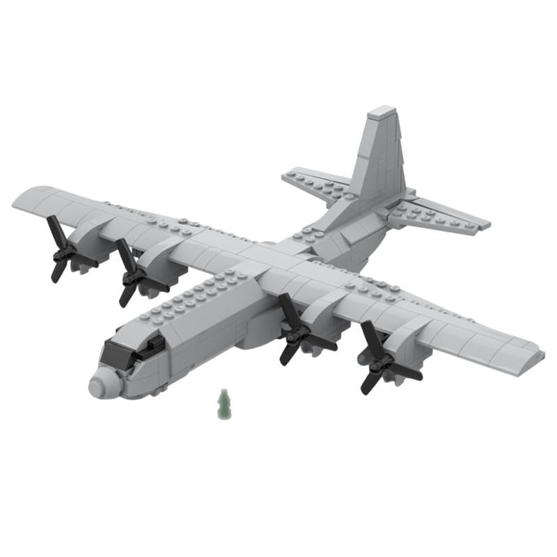 MOC-32872 C-130 Scale 1:125 Transport Aircraft Model Building Bricks War Equipment Modular Technology Gift Holiday Assemble Toys