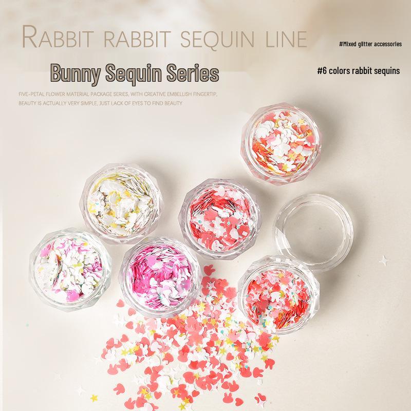 Nail Art Mixed Glitter Sequins: Rabbit, Heart, Starburst & Fairy Designs