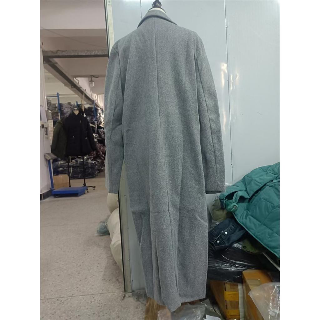 Women's Gray Long Sleeve Winter Woolen Coat