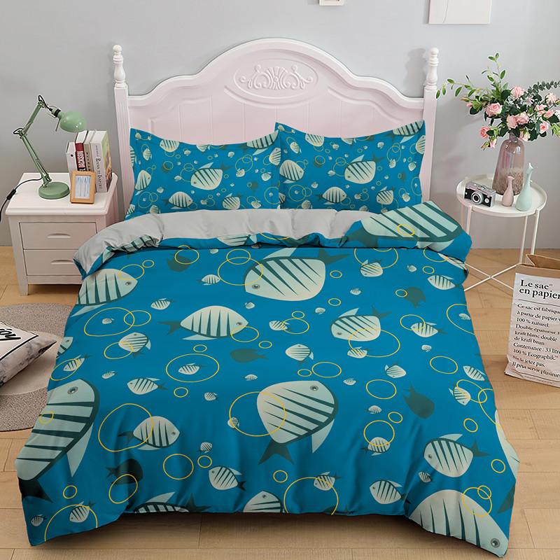 Goldfish Duvet Cover King/Queen Size Golden Red 3D Animal Bedding Set For Kid Teen Adult,Fish Themed Quilt Cover With Pillowcase