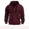 Mens Hooded Zip-Up Sweatshirt With Multiple Pockets Lightweight Cotton Blend Casual Sportswear Winter