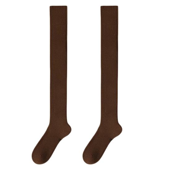 1 пара женских зимних носков Tihick Plush выше колена, противоскользящие, однотонные, теплые