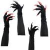 Halloween Long Vampire Claw Gloves With Fake Nails For Cosplay Costume Party