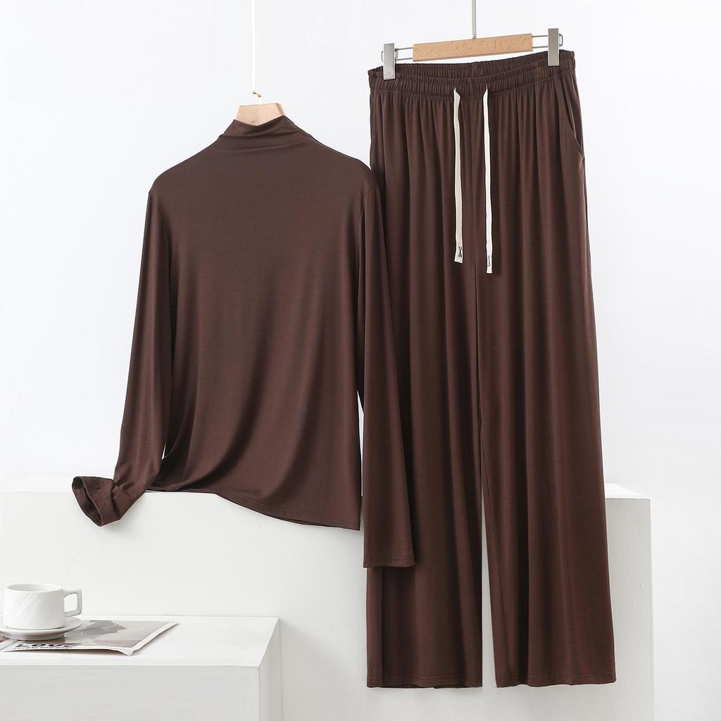 Женский пижамный комплект с высоким воротником и длинным рукавом с защитой плеч - Мягкий, гладкий, больших размеров, летняя одежда для сна