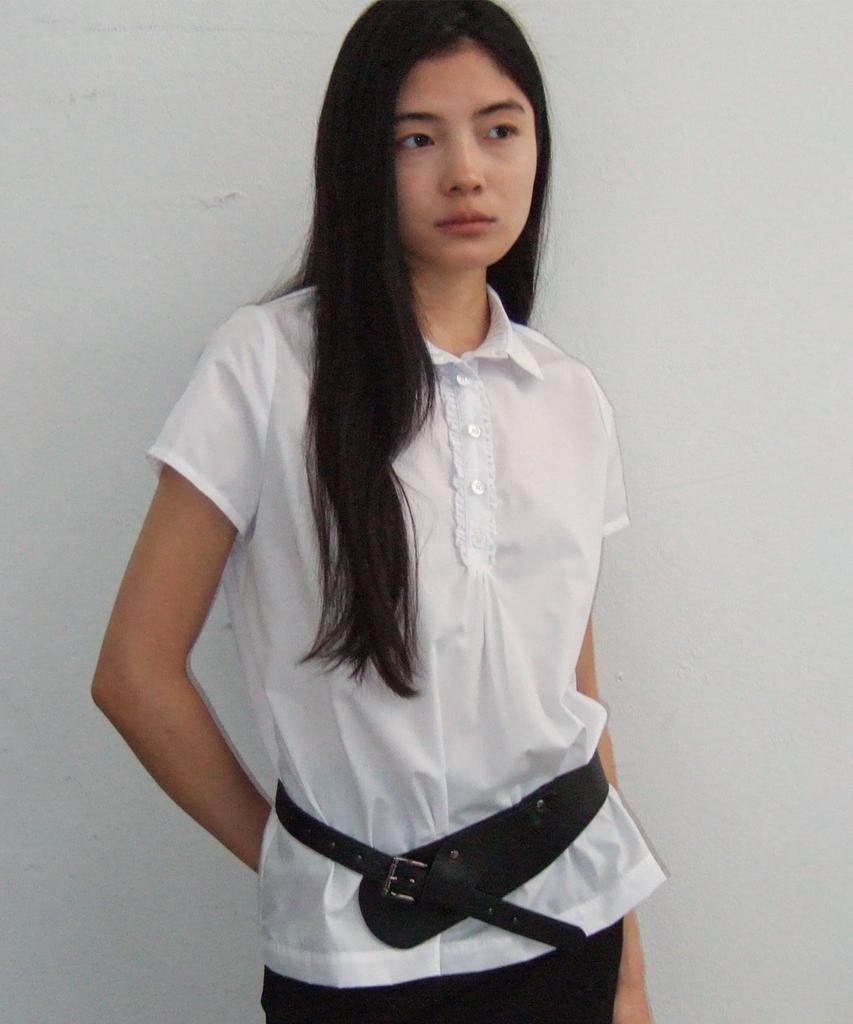 PLACE STUDIO Round Collar Frill Lace Layered Basic Short Sleeve Blouse Shirt_3 Colors