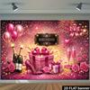 2D Happy Birthday Pink Gold Champagne Heel Backdrop Banner Party Photo Background