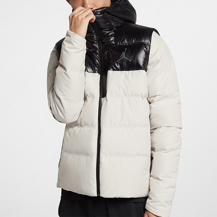 Air Jordan protection against cold Stay Warm hooded Colorblock Casual Sports Down Jacket White Men's 924676-072