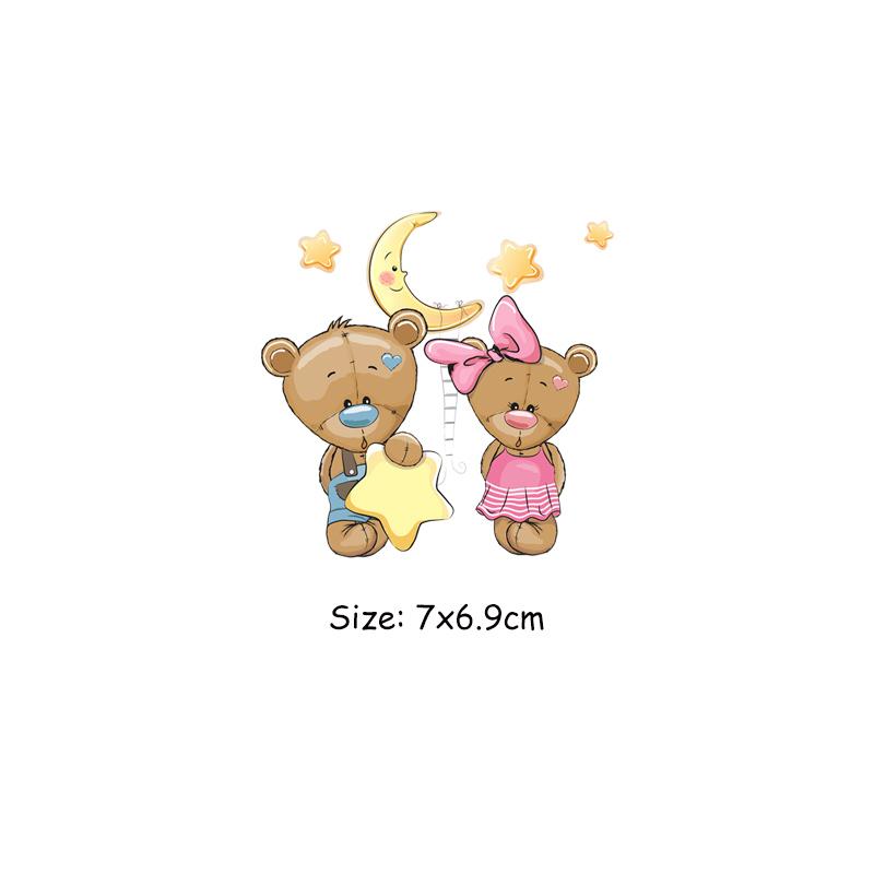 Нашивка с медведями для детской одежды, наклейки на толстовки «сделай сам», нашивки с термопрессом, футболка с аппликацией, железные наклейки, нашивки в подарок