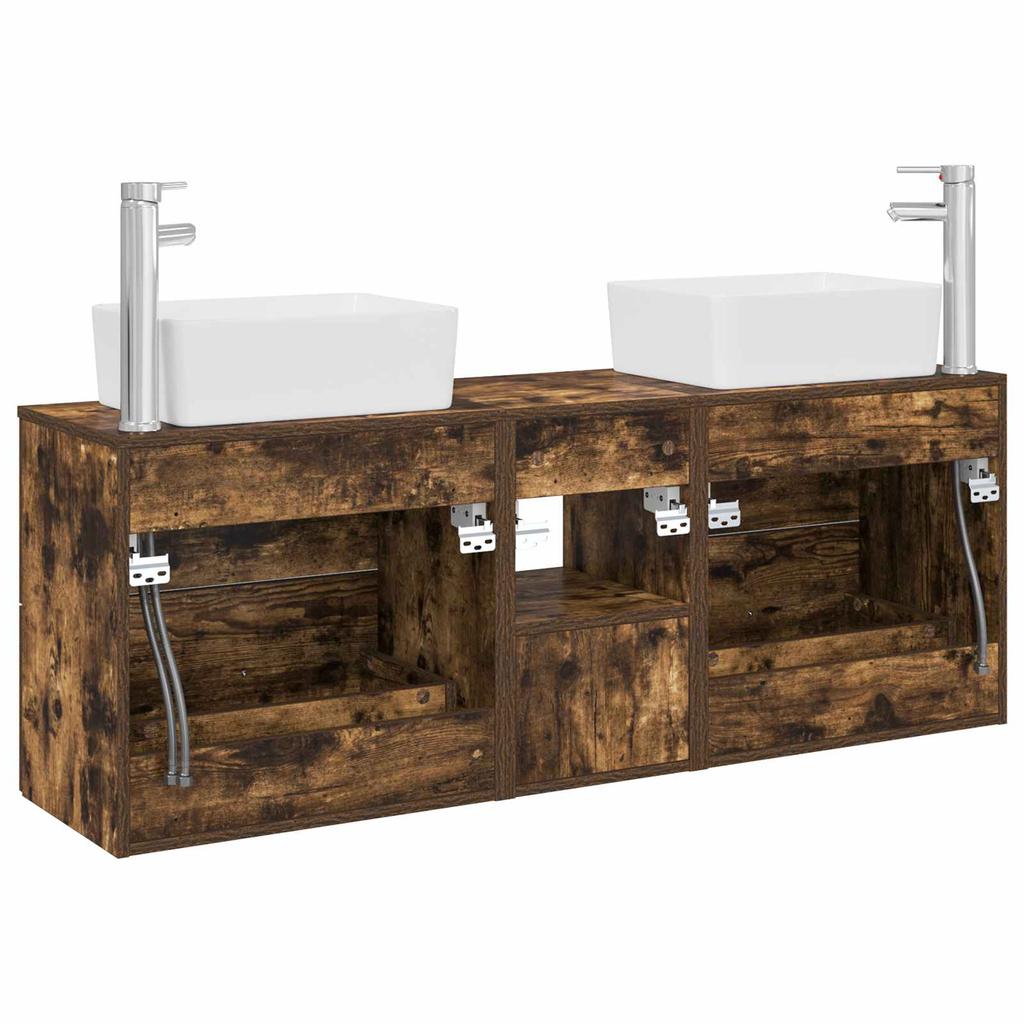 Bathroom Cabinet Set 3 pcs Smoked Oak
