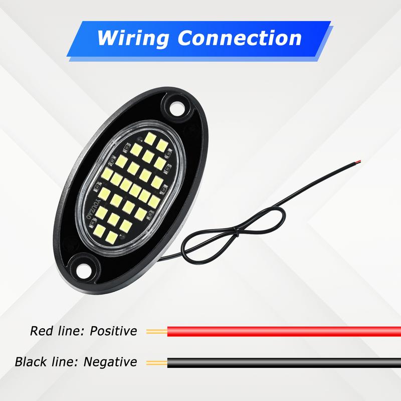 4Pcs 12V 24V White LED Car Underbody Glow Atmosphere Light 24 SMD Chassis IP67 Waterproof Wheel Stone Rock SUV Pickup Motocycle