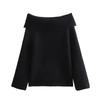 26 DA Womens Off Shoulder Long Sleeve Sweater Top Street Style Casual Knitwear