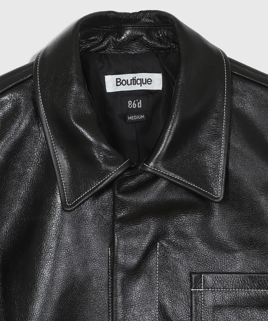 86D Stitch Leather Jacket - Black