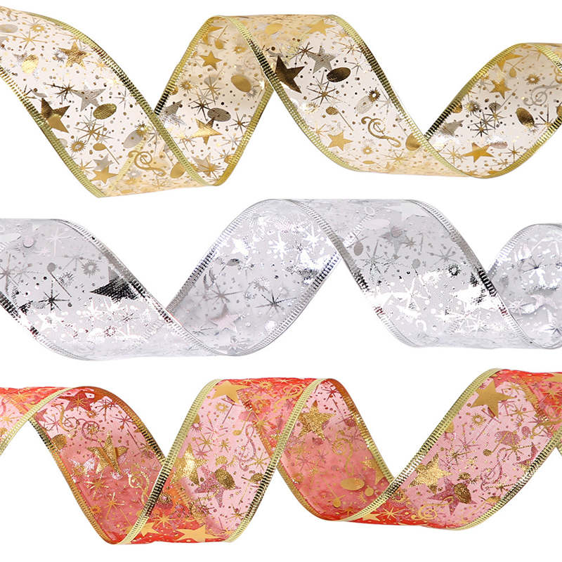Рождественская елка Рождественский подарок Рождественская упаковка Лента Пятиконечная звезда Лента Золотая лента Подвеска Decora
