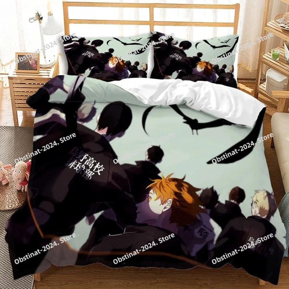 Постельное белье Haikyuu Набор постельного белья с принтом Волейбольные парни Комплект постельного белья с наволочкой Пододеяльник Мягкий Односпальный Двуспальный Queen Super King Размер