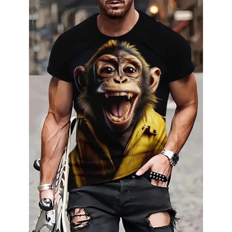 Крутая мужская повседневная футболка с принтом панды и круглым вырезом, уличная мода, удобный мужской топ, универсальная футболка с темпераментом