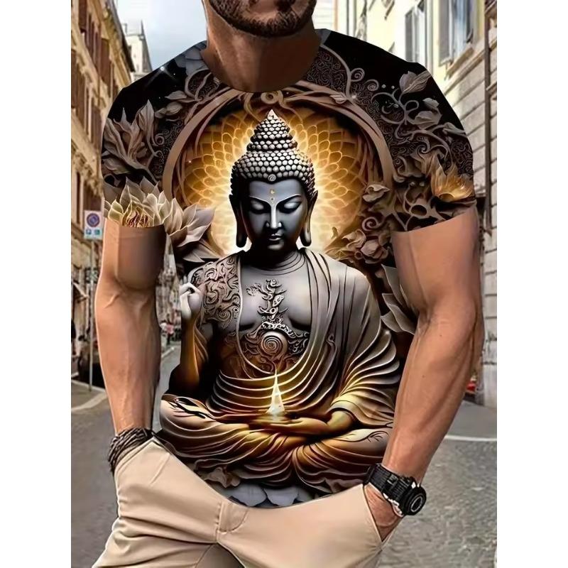 3D Print Buddha Shakyamuni Buddhist T Shirt Ancient India Spiritual Totem Streetwear T-shirts Summer Fashion Mens Clothing