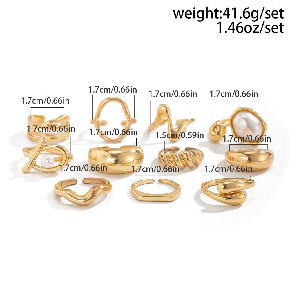 Jewelry Fashion Irregular Shaped Baroque Pearl Ring Set Geometric Hip Hop Women's Ring