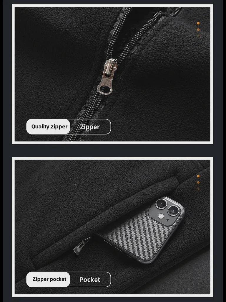 Мужской большой зимний флисовый спортивный жилет - теплый жилет больших размеров для людей среднего и пожилого возраста