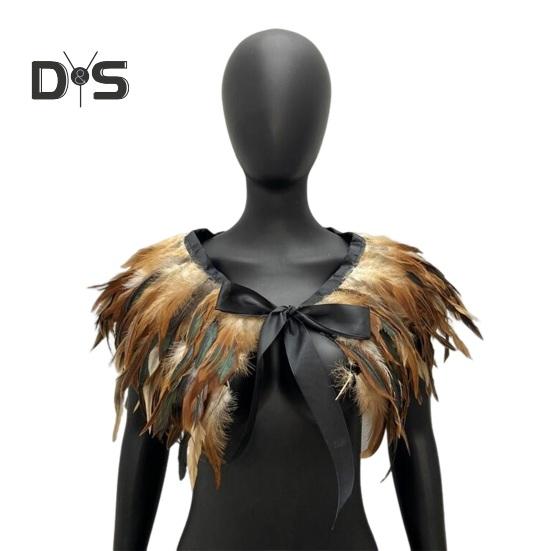 Женская шаль в готическом стиле, перьевая накидка, шарф, наплечная шаль, карнавальный костюм, винтажная шаль ручной работы с регулируемым атласным галстуком