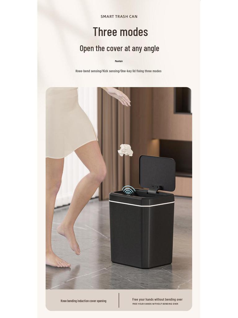 Умное Автоматическое Индукционное Мусорное Ведро - Бесконтактное, Запахонепроницаемое, Роскошное Ведро для Хранения для Ванной Комнаты