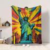 1pc Statue of Liberty Blanket Lightweight Flannel Blanket Throw Blanket For Sofa, Bed, Travel, Camping, Livingroom, Office, Couch