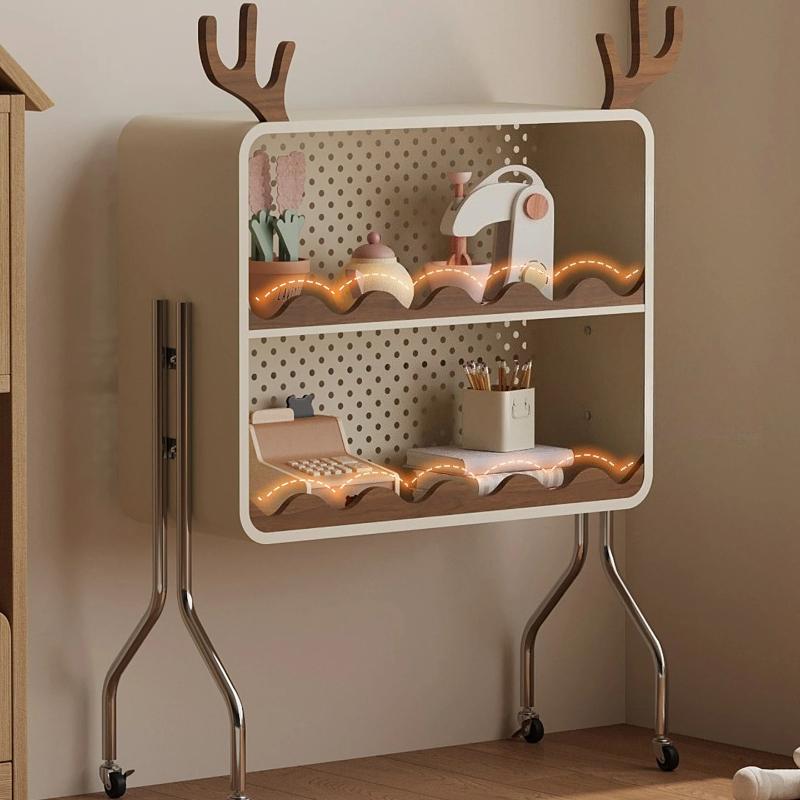 Передвижная книжная полка для детей в виде животных, Многоуровневая кремовая креативная полка для хранения книжек с картинками, Железная напольная стойка для гостиной, детской комнаты