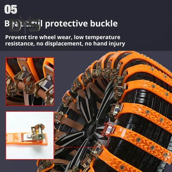 8Pcs Anti-Slip Tire Snow Chains Universal Car Snow Chains for SUVs Trucks Pickups Emergency Adjustable Tire Chain for Rain Snow Sand Mud