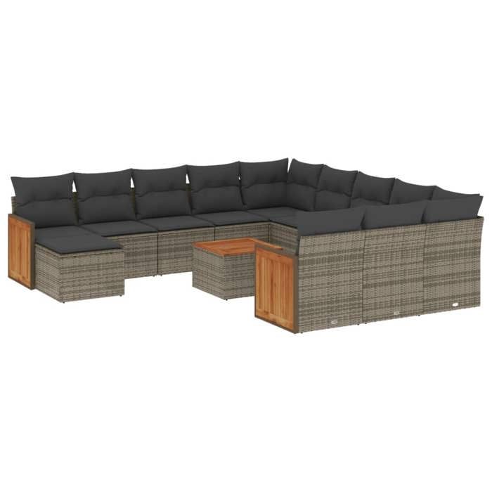 VidaXL Salon de Jardin avec Coussins 10 pcs, Canapés de Terrasse, Ensemble de Meubles de Patio, Mobilier d'Extérieur, Gris 3272804