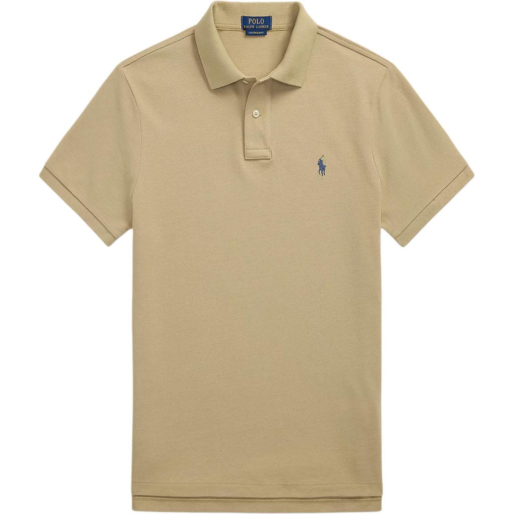 Polo Ralph Lauren Мужская футболка-поло с коротким рукавом, приталенная, с логотипом, верхняя одежда, Темно-бежевый 710536856-462