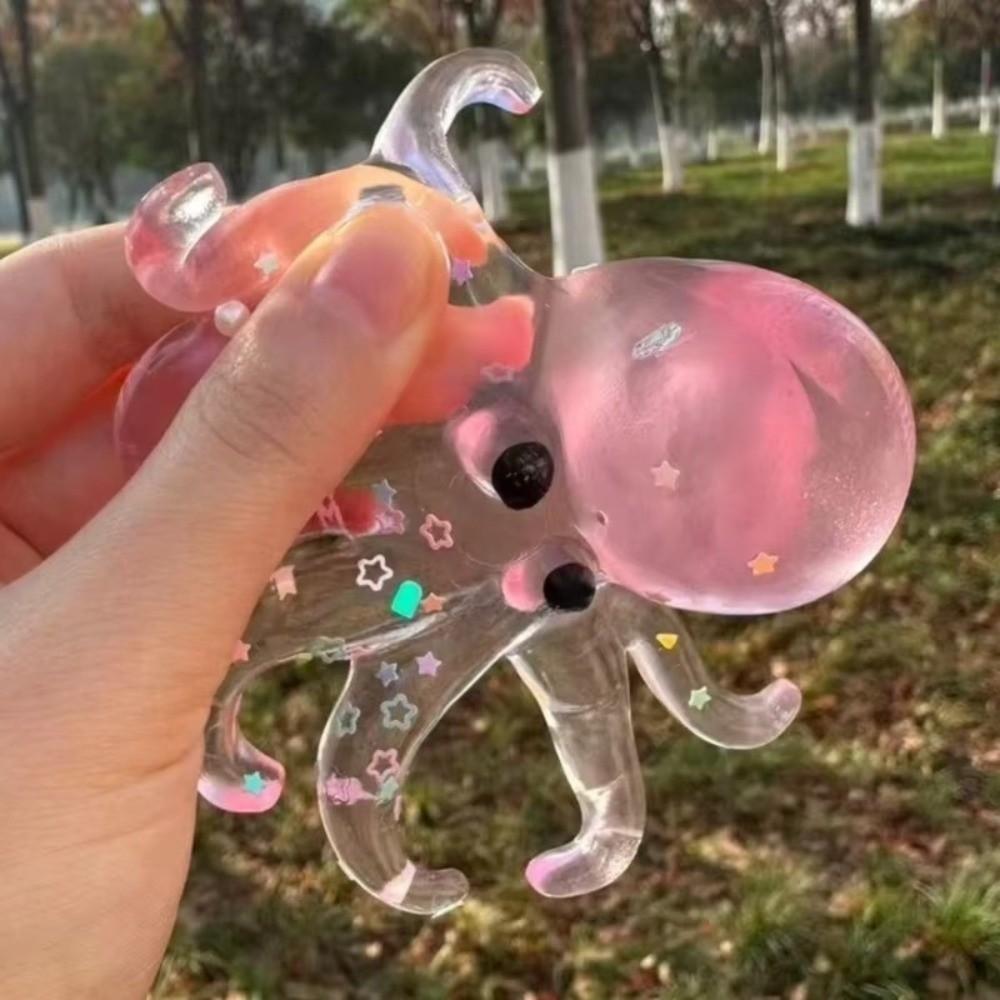 Sugar Filled Glitter Octopus Squishy Simulation Stress Relief Toy For Stress Anxiety Relief