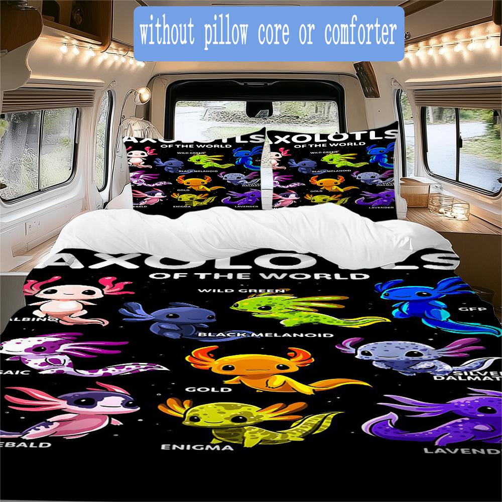 Colorful cartoon salamander Pattern Bedding,Quilt Set Quilt Cover Pillowcase Home Birthday Gift (1*duvet cover+2*pillowcase,without core)ZSJT0917167