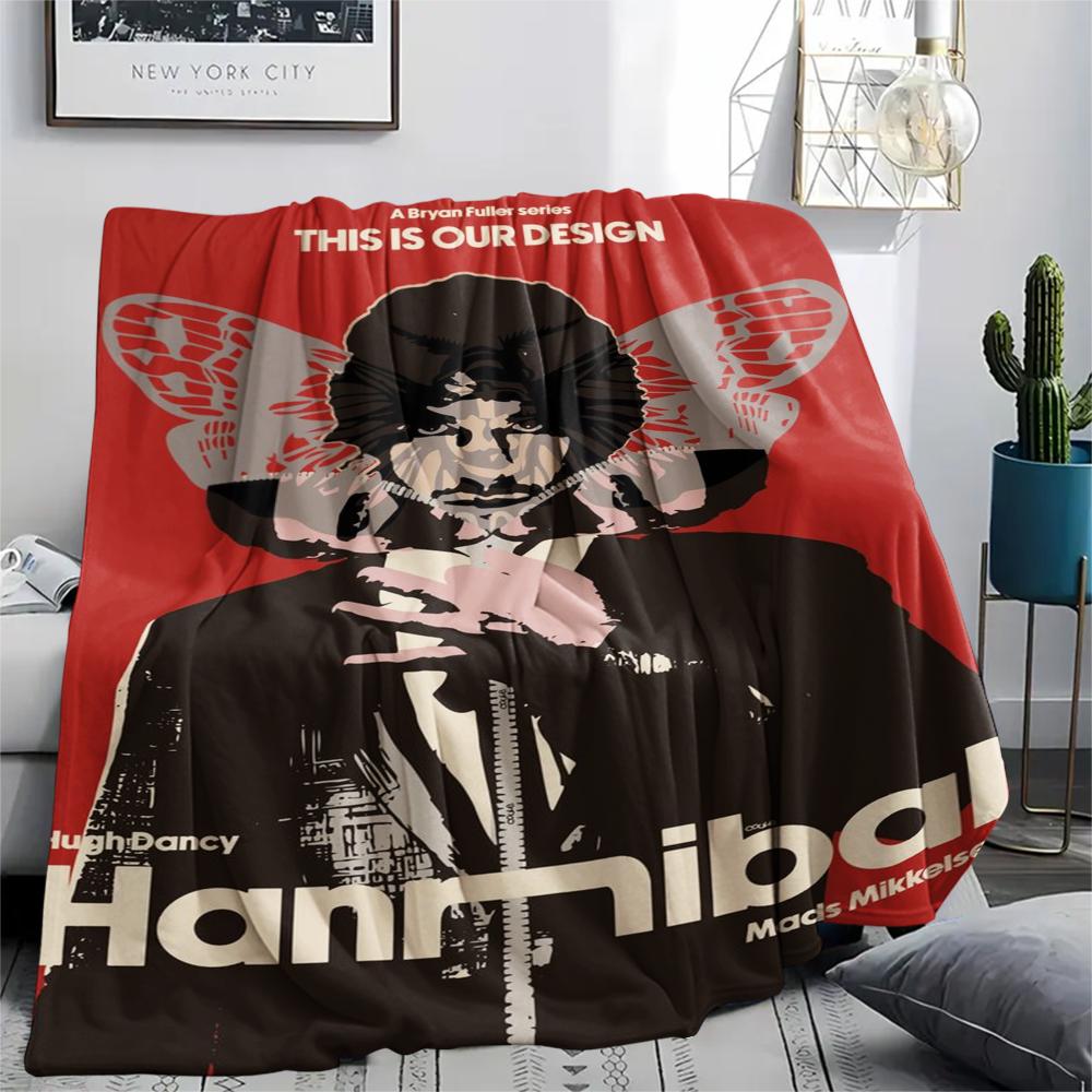 1PC Hannibal Print Flannel Blanket, High quality Comfortable for All Seasons, Home Decor, Warmth and Comfort, Perfect for Christmas Gifts