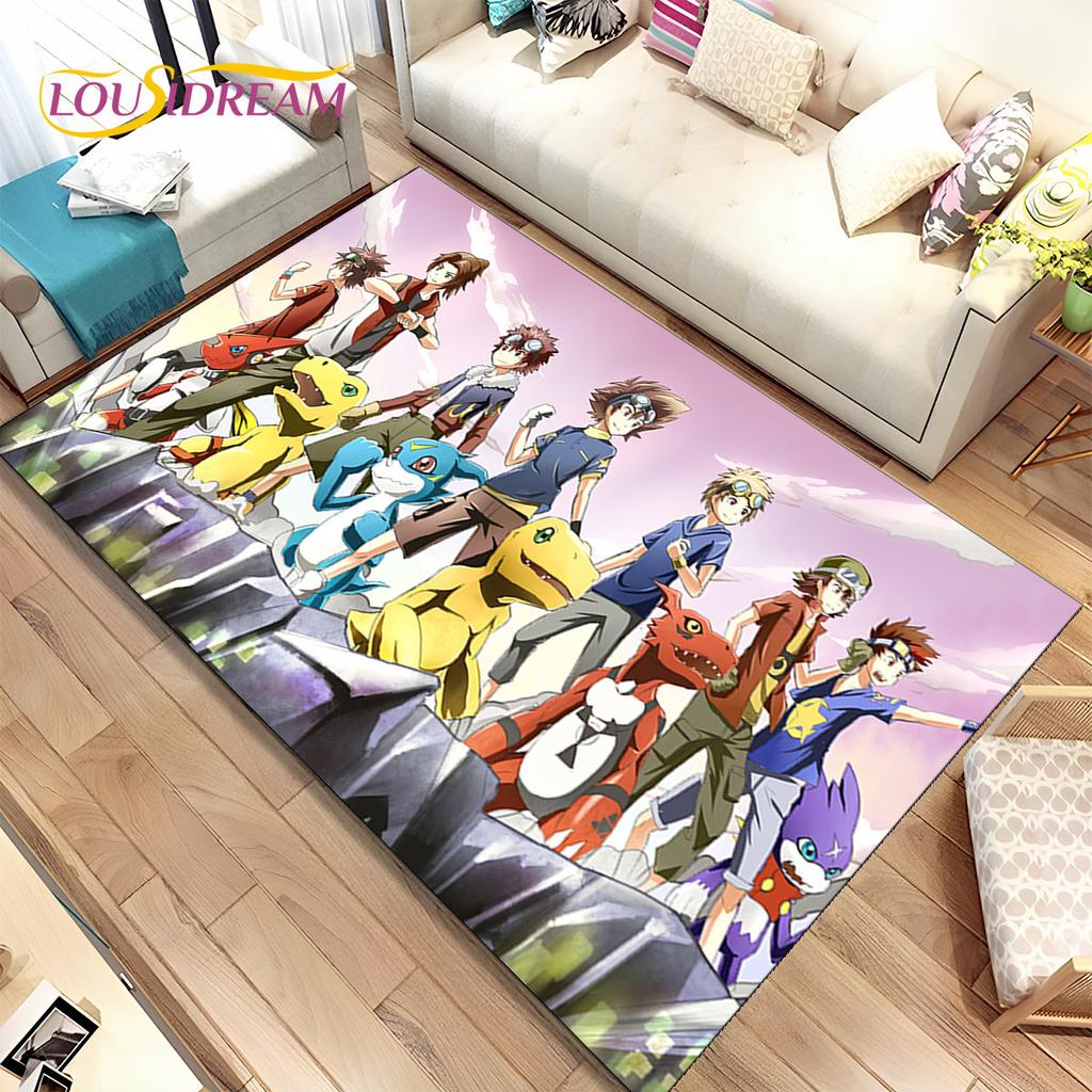 Cartoon Digimon Adventure Area Rug Large,Carpet Rug for Living Room Bedroom Sofa Doormat Decoration, Non-slip Floor Mat Cover 3D