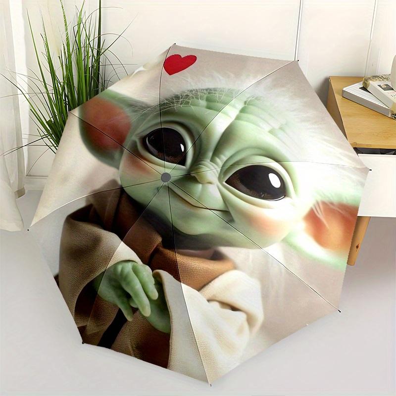 Yoda,Heart Emojis Fully automatic themed umbrella 8 ribs durable iron frame, tri fold compact design, perfect as a gift, travel umbrella,