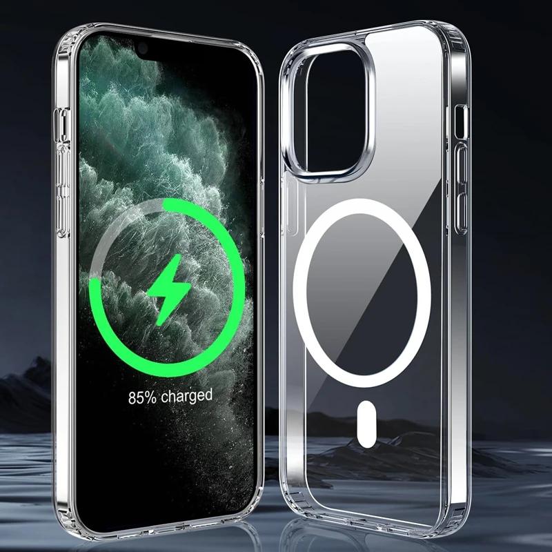 Автомобильный чехол-держатель для телефона для iPhone 16 15 14 Plus 13 12 11 Pro Max Plus Чехол для Магнитного Беспроводного Зарядного Устройства Прозрачный Чехол
