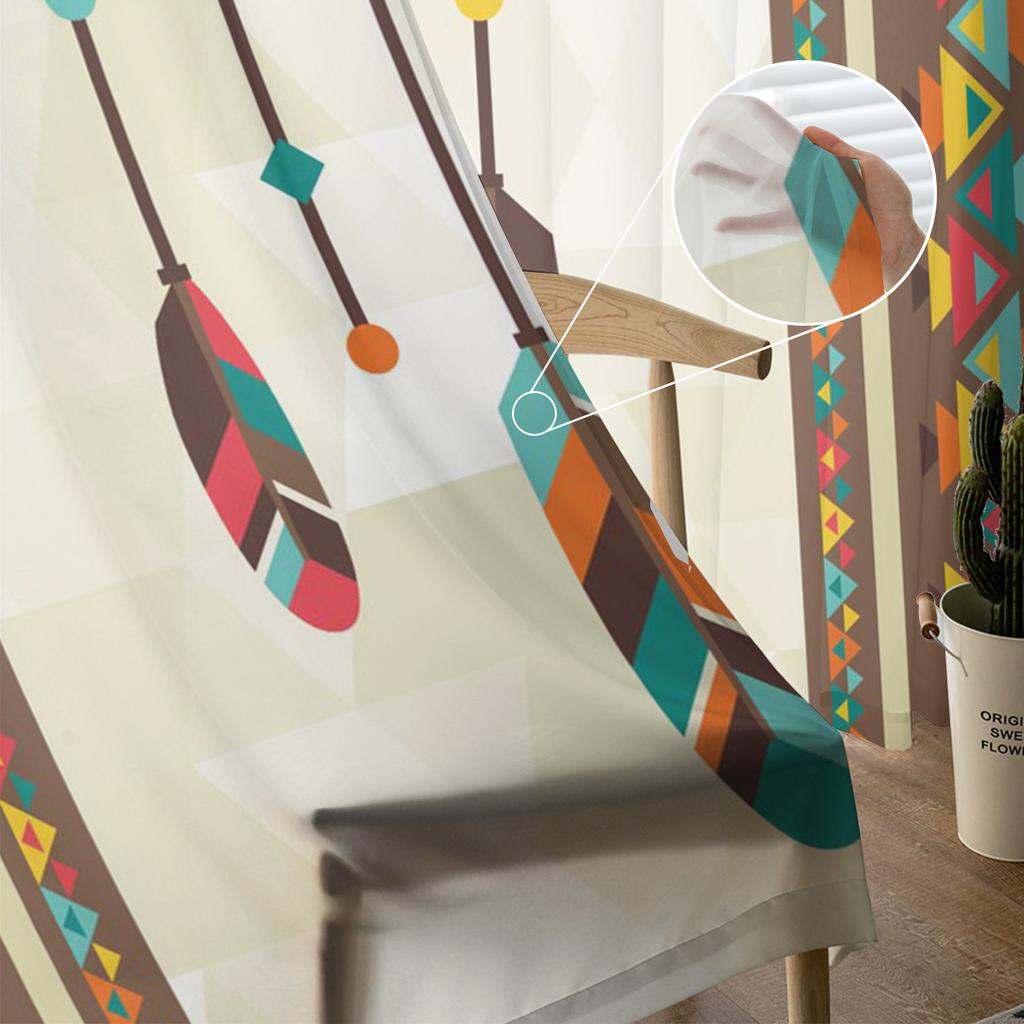 Индийские перья Этнические Ловец снов Прозрачные шторы для гостиной Украшения Оконные шторы Кухонные шторы из тюля и вуали