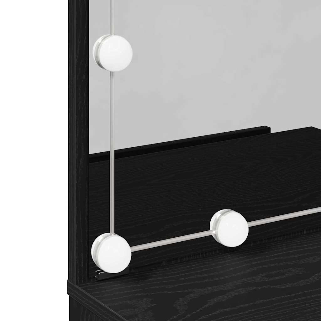 LED Vanity Table Set Black Oak Effect 140 x 40 x 140 cm