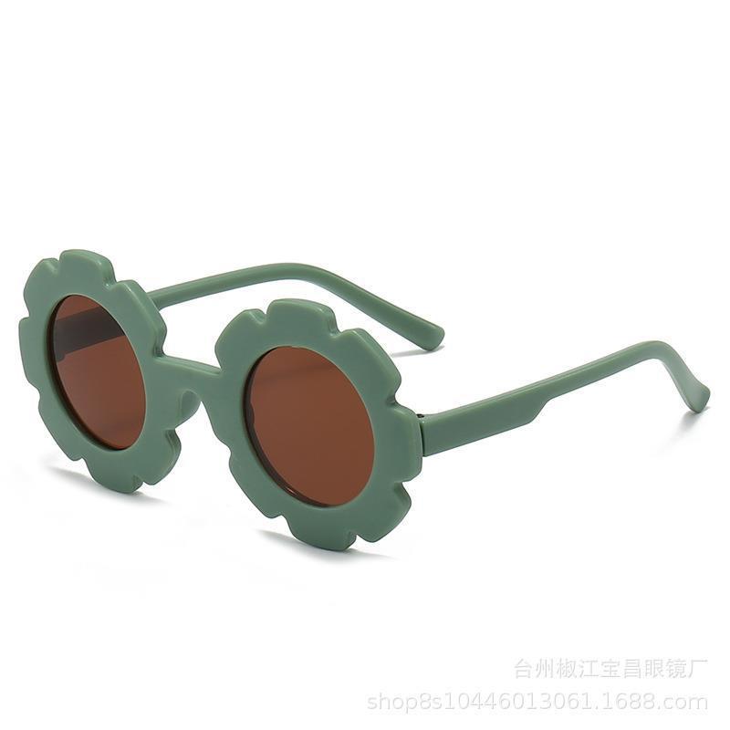 Детские очки с мультяшным принтом, солнцезащитные очки в матовой оправе, милые очки в оправе с подсолнухом карамельного цвета