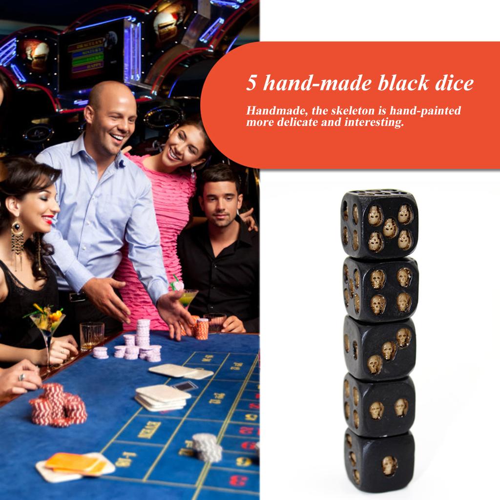 5 игральных костей в виде черепа на Хэллоуин в готическом стиле, 3D-игровые кости со скелетом, винтажные игральные кости ручной работы, украшение стола для клуба, паба