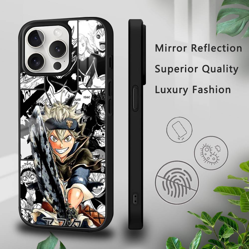 Anime B-Black C-Clover Phone Case For iPhone 16 15 14 13 12 11 Pro Xs Max Mini Plus Celulares Hard Funda