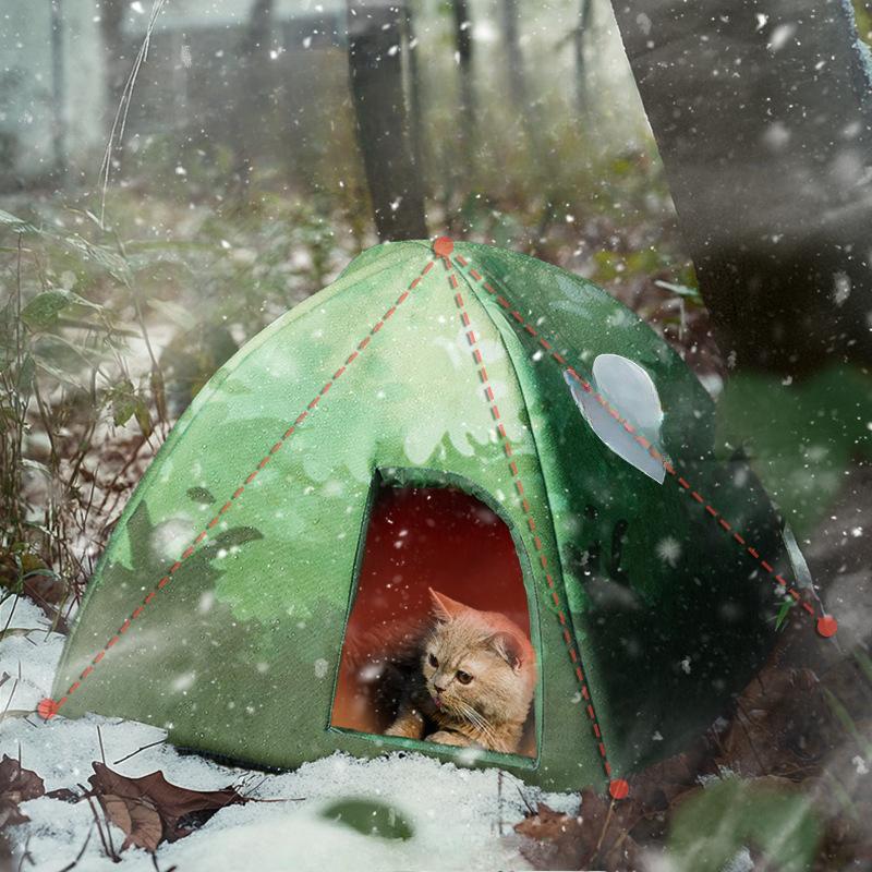 Теплые джунгли для кошек осенью и зимой Ветрозащитная и морозостойкая юрта Водонепроницаемая будка для бродячих кошек и собак Питомник для любящих домашних животных