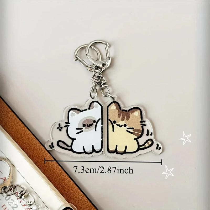 Cat Keychain for Backpacks Cute Couple Keychain Set Matching Cat Pendants for Valentine Gift