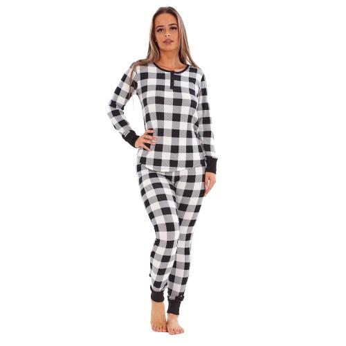 Keanu Womens/Ladies Buffalo Check Thermal Long Pyjama Set