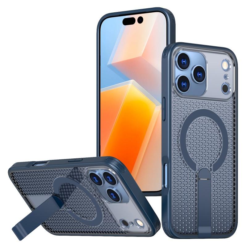 Magnetic Wireless Charging Phone Case With Flat Kickstand IPhone 17 Pro Max 16 15 Series Transparent Black Pink Gray Blue