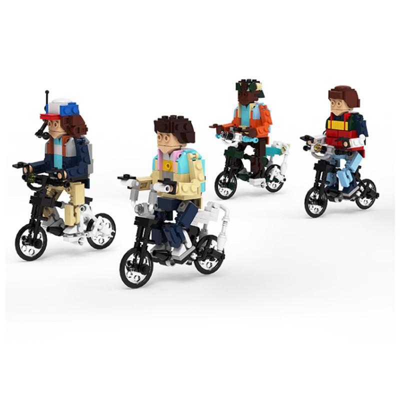 4 In 1 New Hot Dolls Bicycle Bike Brickheadz Building Blocks Set Strangers Things Bricks Toys for Children Kid Halloween Gift