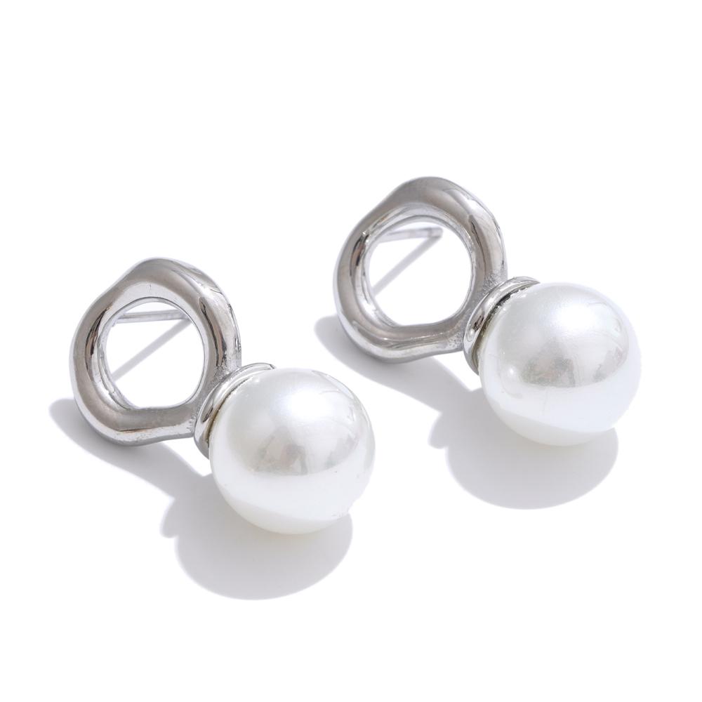 Eetit Корейская элегантность Серьги-пусеты из нержавеющей стали с имитацией жемчуга и геометрическим дизайном для женщин Корейский стиль Шикарные украшения для повседневной носки